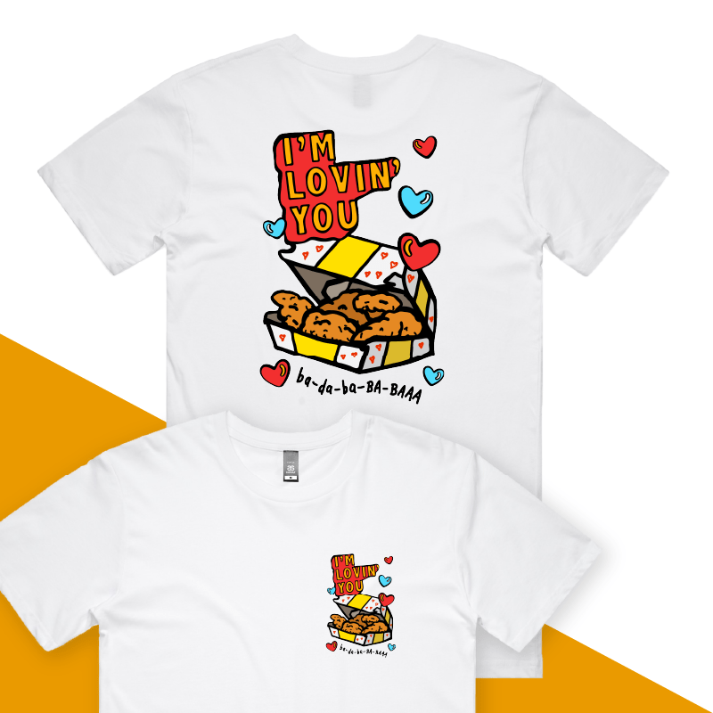 S / White / Small Front & Large Back Design Nugget Love 🍗💞 – Men's T Shirt