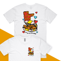 S / White / Small Front & Large Back Design Nugget Love 🍗💞 – Men's T Shirt