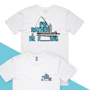 S / White / Small Front & Large Back Design Rather Be Fishing 🐟🍆 - Men's T Shirt