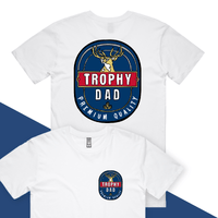 S / White / Small Front & Large Back Design Trophy Dad 2heys 🍺🏆 – Men's T Shirt