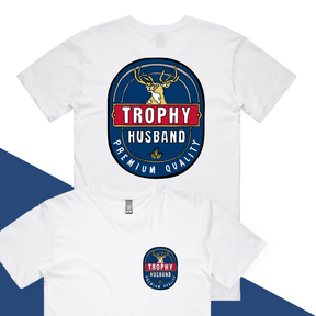 S / White / Small Front & Large Back Design Trophy Husband 2heys 🍺🏆 – Men's T Shirt