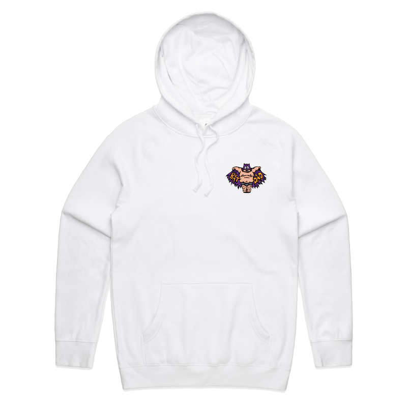 S / White / Small Front Print Bat Dad 🦹🏻‍♂️⚾️ - Unisex Hoodie