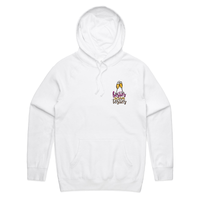 S / White / Small Front Print Besties Before Testies 👭🥰 – Unisex Hoodie