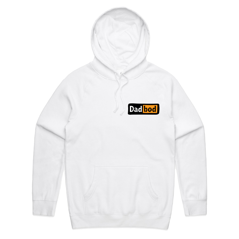 S / White / Small Front Print DadBod Logo 💻🧻 – Unisex Hoodie