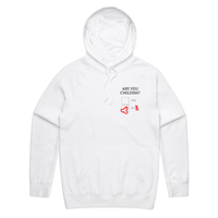 S / White / Small Front Print Definitely Not Childish 📋🖕 - Unisex Hoodie