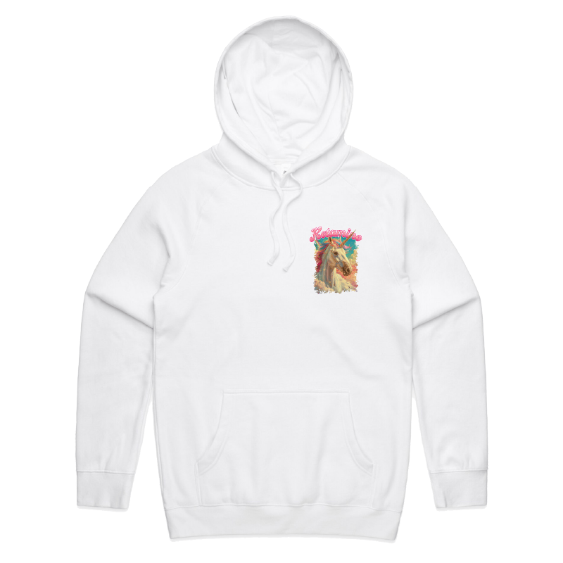 S / White / Small Front Print Ketamine Unicorn 💉🦄 - Unisex Hoodie