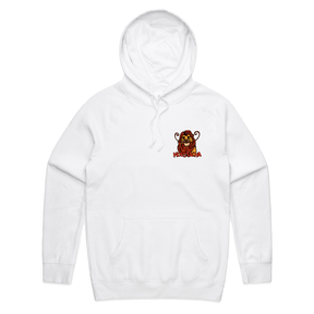 S / White / Small Front Print Moustacha 🦁👨 - Unisex Hoodie