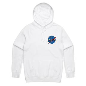 S / White / Small Front Print N-ASS-A 🪐 – Unisex Hoodie