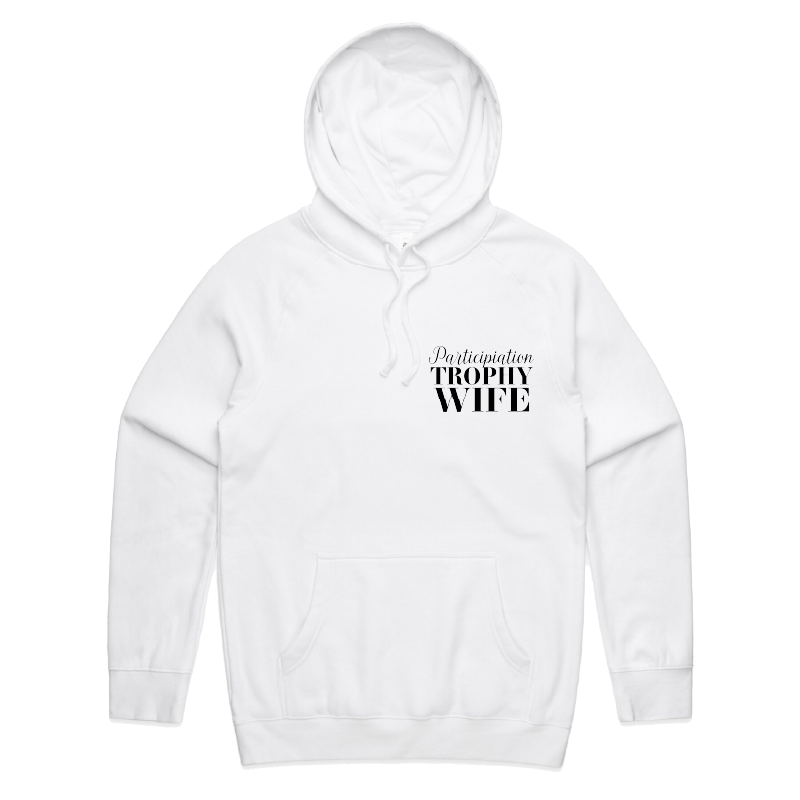 S / White / Small Front Print Participation Wife 👩🥈 – Unisex Hoodie