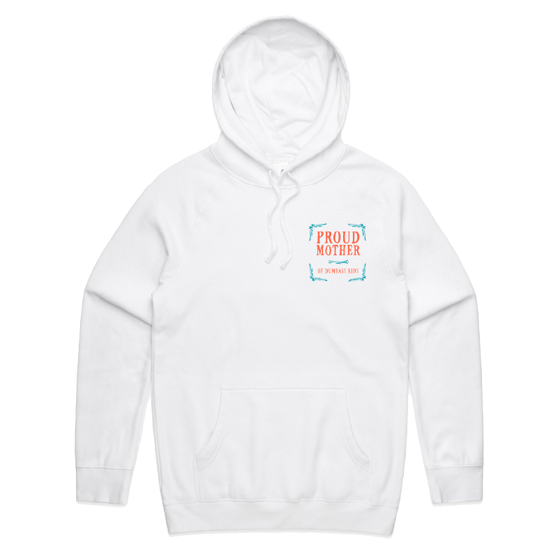 S / White / Small Front Print Proud Mother 🥴💩 – Unisex Hoodie