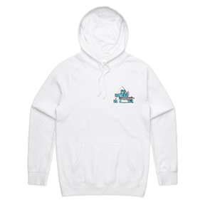 S / White / Small Front Print Rather Be Fishing 🐟🍆 - Unisex Hoodie