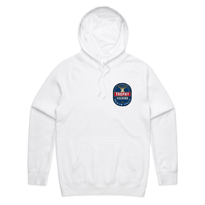 S / White / Small Front Print Trophy Husband 2heys 🍺🏆 – Unisex Hoodie