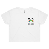 S / White Tig Ol’ Biddies 🍒🤤 - Women's Crop Top