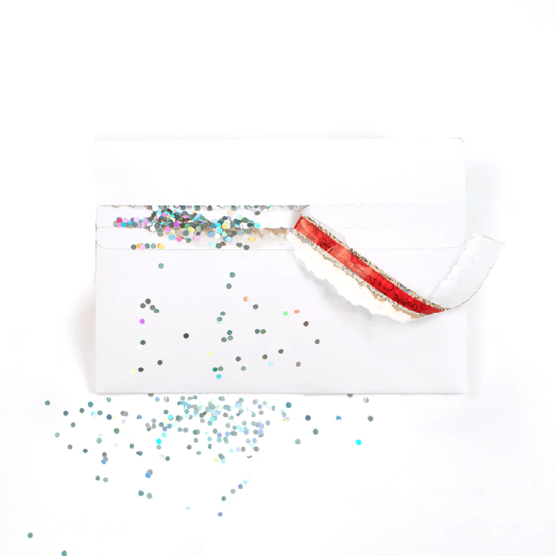 Single Envelope Glitter Trap Envelopes White ✨ - Joker Greeting Prank