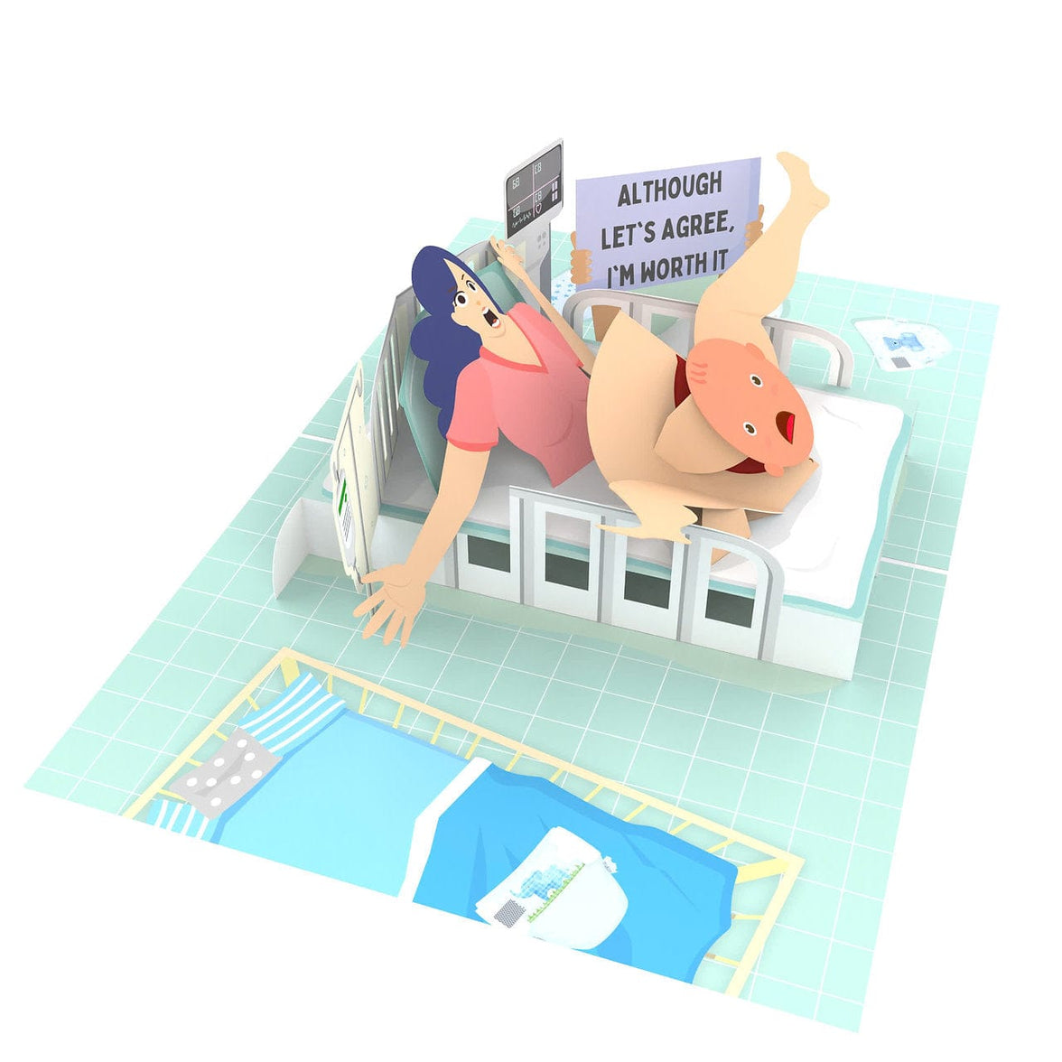 Sorry Mum 👶💦🩷 - 3D Inappropriate Greeting Card