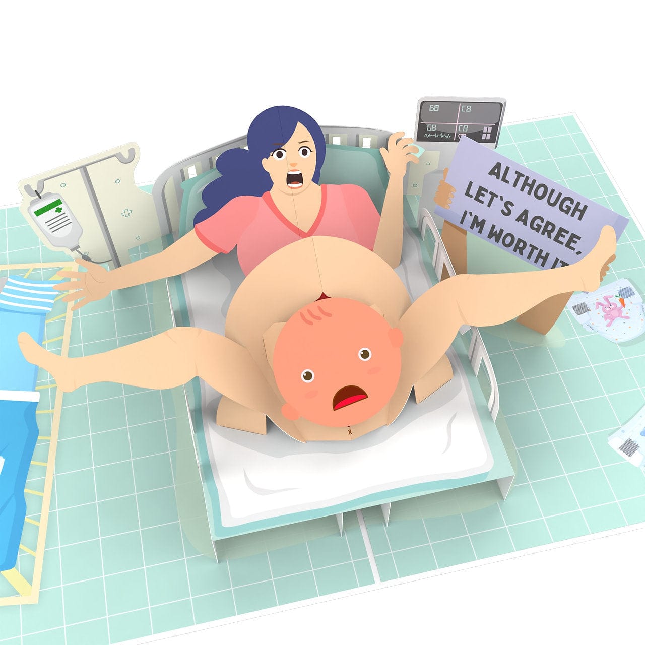Sorry Mum 👶💦🩷 - 3D Inappropriate Greeting Card