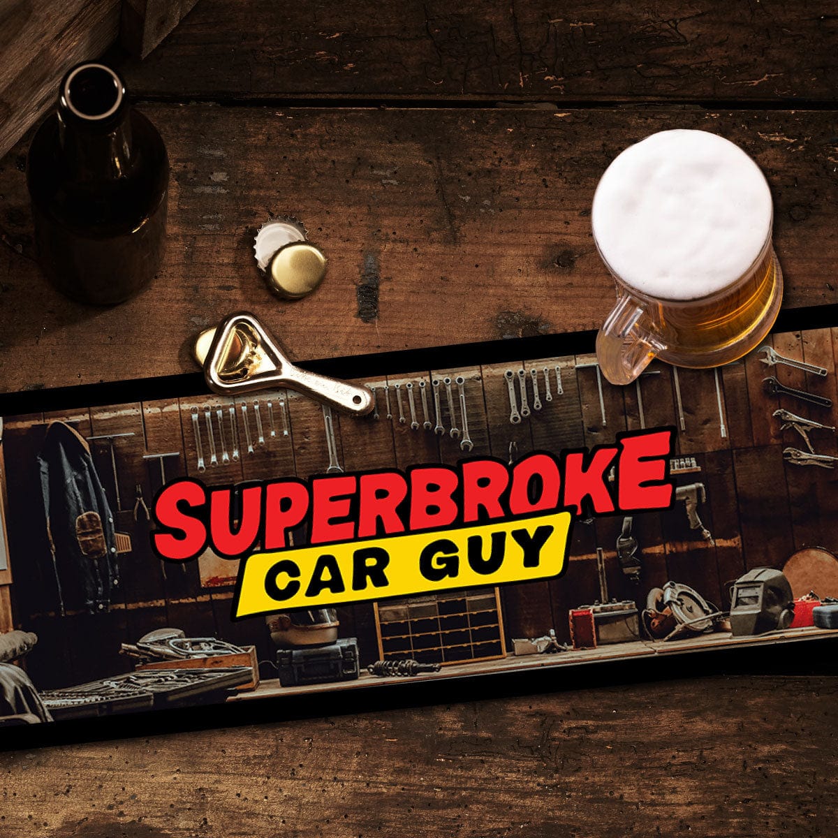 Superbroke Car guy 🚗💸 - Large Bar Mat
