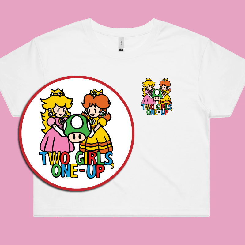 Two Girls One-Up 🍄📤 – Women's Crop Top