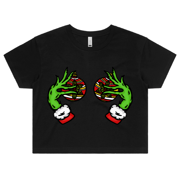 XS / Black Grinch Nips 🟢🟢 - Women's Crop Top