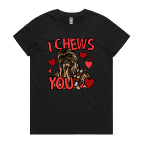 XS / Black / Large Front Design Chewie Love 💈🌹 – Women's T Shirt