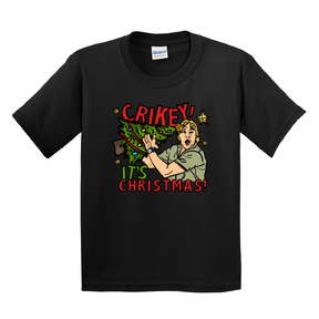 XS / Black / Large Front Design Crikey It’s Christmas 🐊🎄- Youth T Shirt