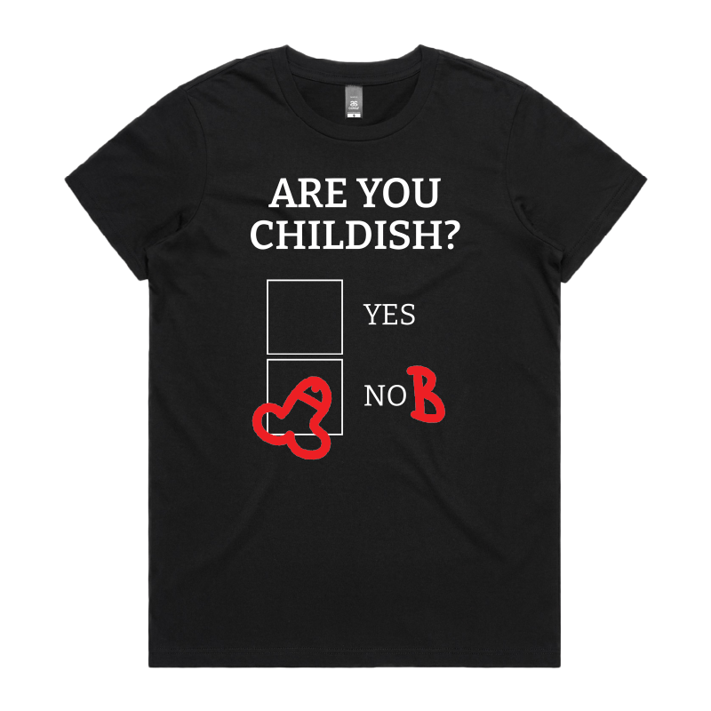 XS / Black / Large Front Design Definitely Not Childish 📋🖕 - Women's T Shirt