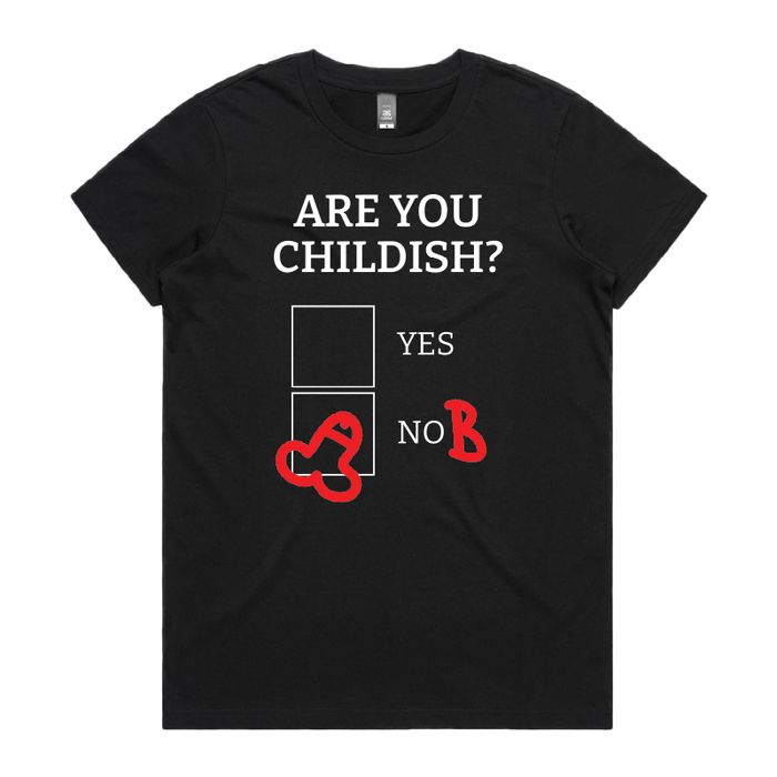XS / Black / Large Front Design Definitely Not Childish 📋🖕 - Women's T Shirt