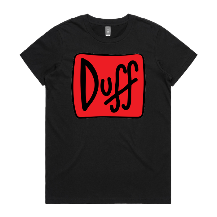 XS / Black / Large Front Design Duff 👨‍🦲🍻 - Women's T Shirt