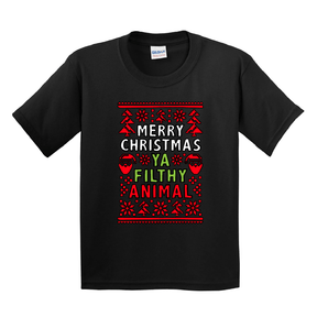 XS / Black / Large Front Design Filthy Animal Christmas 🎅- Youth T Shirt