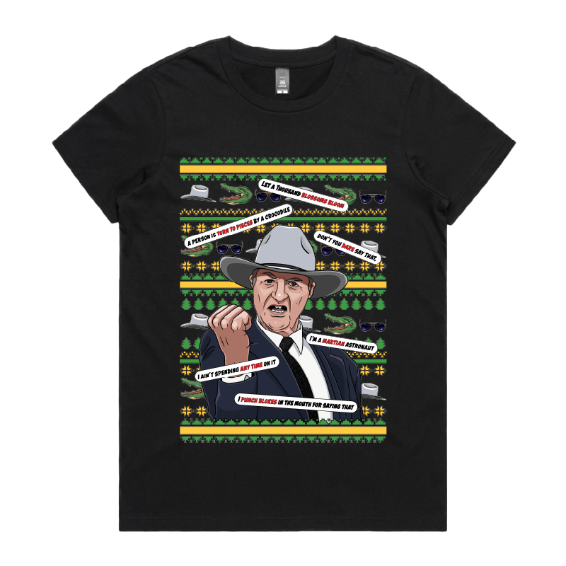 XS / Black / Large Front Design Katter's Croc-mas 🤜🐊 - Women's T Shirt