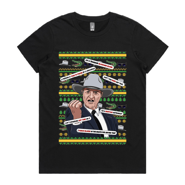 XS / Black / Large Front Design Katter's Croc-mas 🤜🐊 - Women's T Shirt