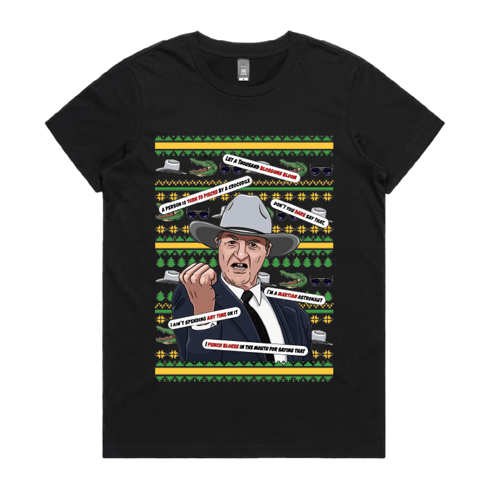 XS / Black / Large Front Design Katter's Croc-mas 🤜🐊 - Women's T Shirt