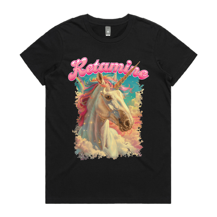 XS / Black / Large Front Design Ketamine Unicorn 💉🦄 - Women's T Shirt