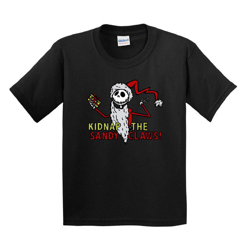 XS / Black / Large Front Design Kidnap the Sandy Claws 💀🎅 - Youth T Shirt