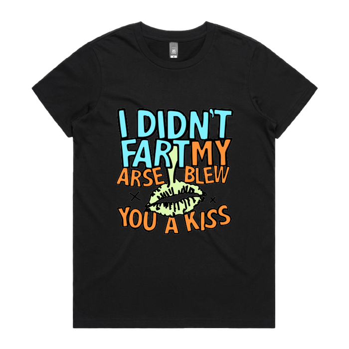 XS / Black / Large Front Design Kiss From Down Under 😘💨 – Women's T Shirt