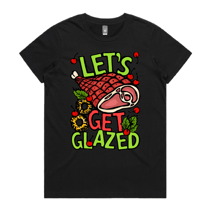 XS / Black / Large Front Design Let’s Get Glazed 🐖🔥 - Women's T Shirt