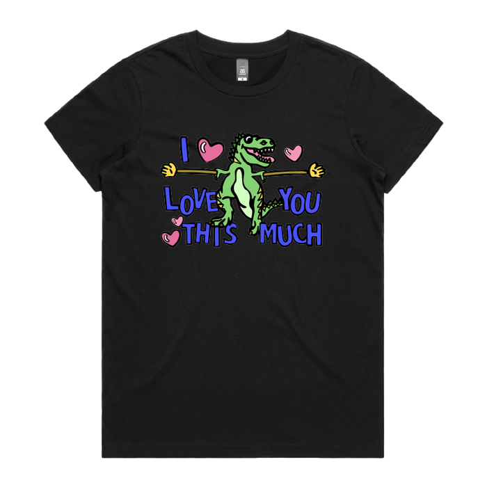XS / Black / Large Front Design Love You This Much 🦕📏 – Women's T Shirt