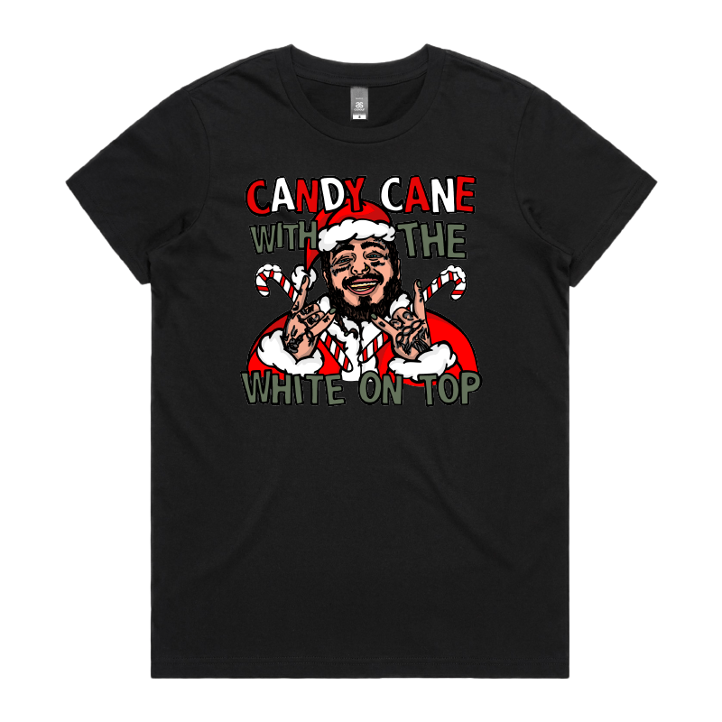 XS / Black / Large Front Design Malone’s Candy Canes 🍬❄️ - Women's T Shirt