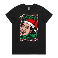 XS / Black / Large Front Design Merry Cagemas Saint Nicholas 🤪🎅 - Women's T Shirt