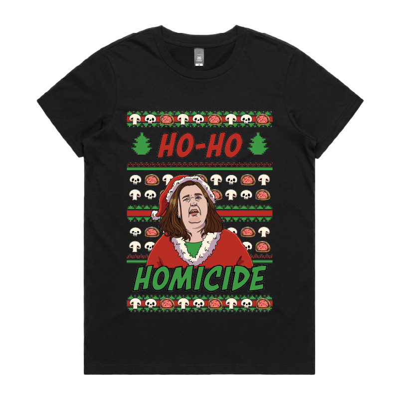 XS / Black / Large Front Design Merry Mushrooms 🍄‍🟫🎄 - Women's T Shirt