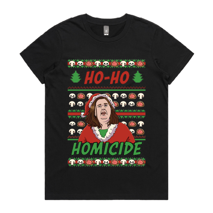 XS / Black / Large Front Design Merry Mushrooms 🍄‍🟫🎄 - Women's T Shirt