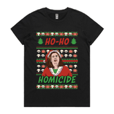 XS / Black / Large Front Design Merry Mushrooms 🍄‍🟫🎄 - Women's T Shirt