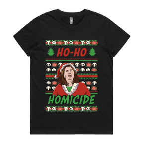 XS / Black / Large Front Design Merry Mushrooms 🍄‍🟫🎄 - Women's T Shirt