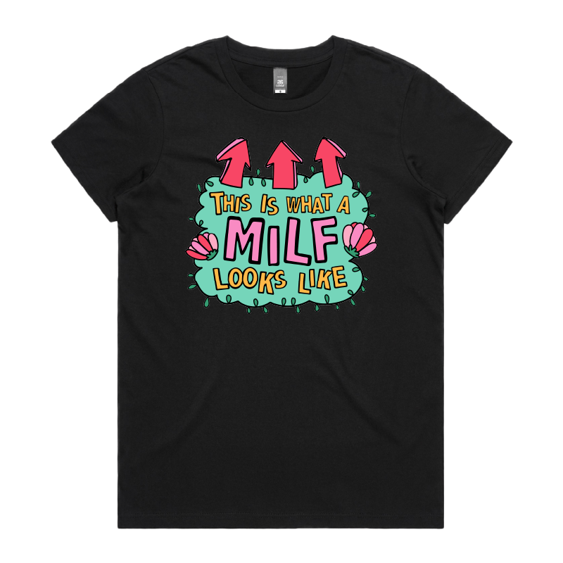 XS / Black / Large Front Design MILF Looks Like 👆 – Women's T Shirt