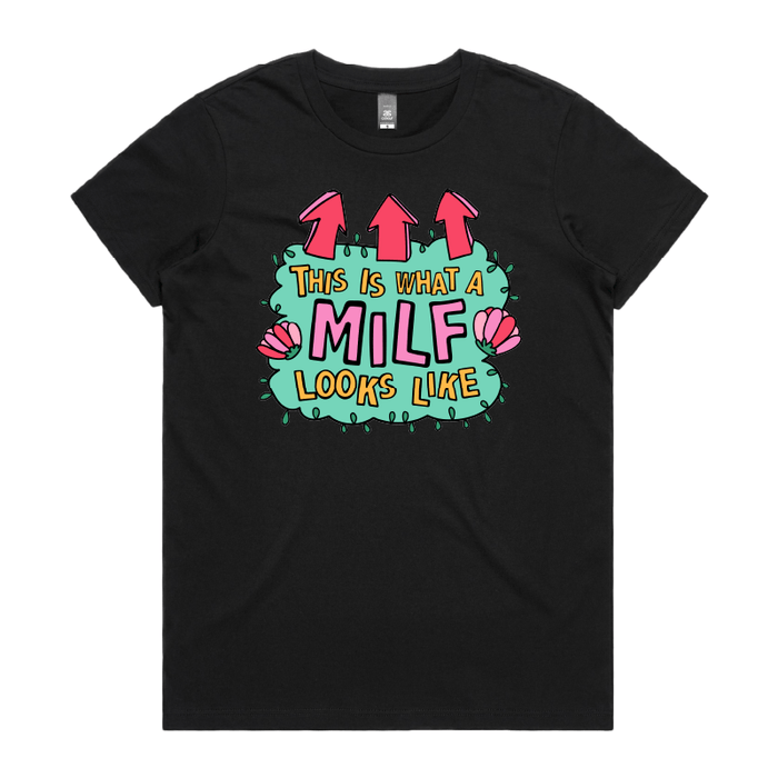 XS / Black / Large Front Design MILF Looks Like 👆 – Women's T Shirt