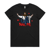 XS / Black / Large Front Design Nail Me 🙏🔨 – Women's T Shirt