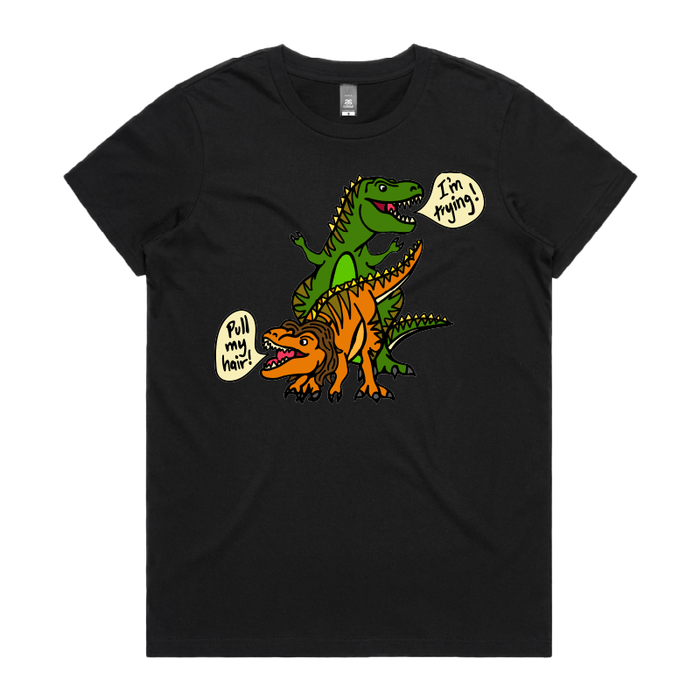 XS / Black / Large Front Design Pull My Hair 🦖🦕 – Women's T Shirt