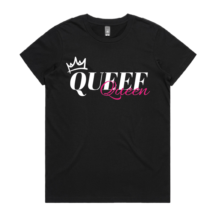 XS / Black / Large Front Design Queef Queen 💨👑 - Women's T Shirt