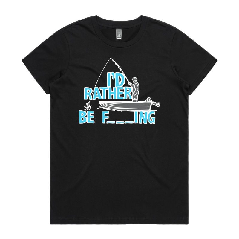 XS / Black / Large Front Design Rather Be Fishing 🐟🍆 - Women's T Shirt