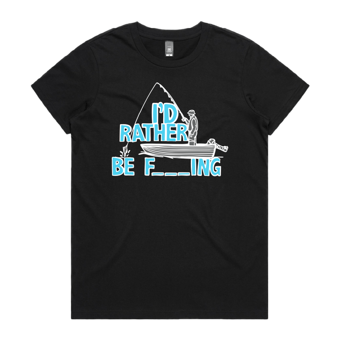 XS / Black / Large Front Design Rather Be Fishing 🐟🍆 - Women's T Shirt